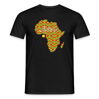 Woezoo - Africa map printed fabric - Men's T-Shirt - black - Front - AI Model Male 178 light (178cm)