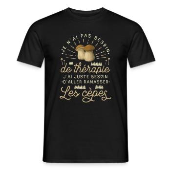 Cèpe Champignon Cueillette Cèpes Champignons - T-shirt homme - noir - Devant - AI Model Male 178 light (178cm)