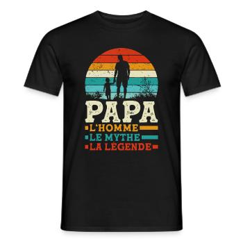 Papa l'homme le mythe la légende Cadeau - T-shirt homme - noir - Devant - AI Model Male 178 light (178cm)