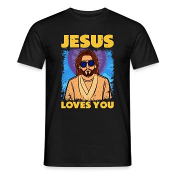 Jesus loves you - Cool Jesus Design - Men's T-Shirt - black - Front - AI Model Male 178 light (178cm)