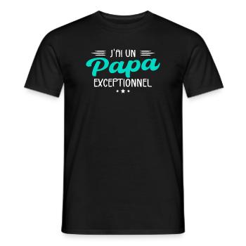 Papa | Fête des Pères | J'ai Un Papa Exceptionnel - T-shirt homme - noir - Devant - AI Model Male 178 light (178cm)
