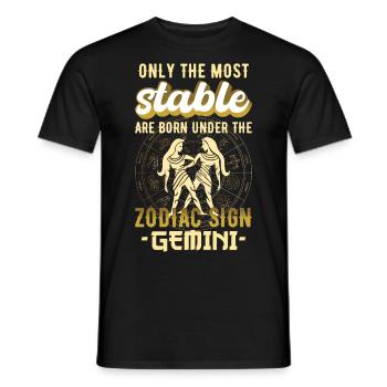 Signe du zodiaque Cadeau astrologique Gémeaux - T-shirt homme - noir - Devant - AI Model Male 178 light (178cm)