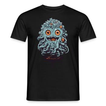 Cute tentacle monster on Halloween - Men's T-Shirt - black - Front - AI Model Male 178 light (178cm)