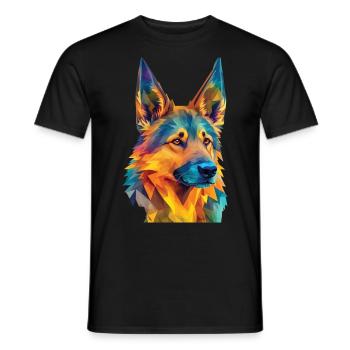 Geometrischer Deutscher Schäferhund Hunde Kunst - Männer T-Shirt - Schwarz - Vorne - AI Model Male 178 light (178cm)