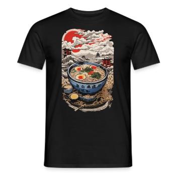 Retro Ramen Japan Ukiyo-E Style Noodle Soup Art - Men's T-Shirt - black - Front - AI Model Male 178 light (178cm)