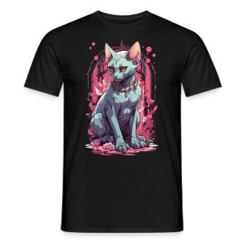 Magical Sphynx Cat Pastel Gothic Illustration - Men's T-Shirt - black - Front - AI Model Male 178 light (178cm)