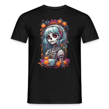 Goth e-Girl crâne Dia de Muertos café Design - T-shirt homme - noir - Devant - AI Model Male 178 light (178cm)