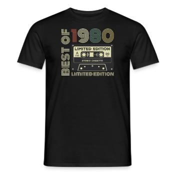 Millésime 1980 - cadeau d’anniversaire rétro 1980 - T-shirt homme - noir - Devant - AI Model Male 178 light (178cm)