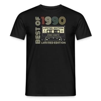 Vintage 1990 - 1990's Retro Birthday Gift - Men's T-Shirt - black - Front - AI Model Male 178 light (178cm)