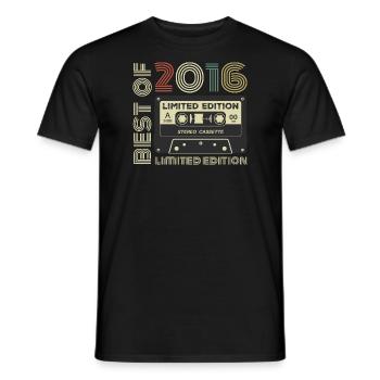 Millésime 2016 - cadeau d’anniversaire rétro 2016 - T-shirt homme - noir - Devant - AI Model Male 178 light (178cm)
