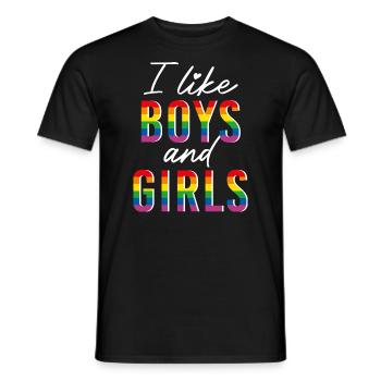 LGBTQIA+ J’aime les garçons et les filles - T-shirt homme - noir - Devant - AI Model Male 178 light (178cm)