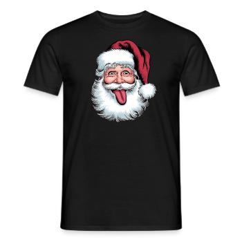 Weihnachtsmann lustig Gesicht Zunge rausstrecken - Männer T-Shirt - Schwarz - Vorne - AI Model Male 178 light (178cm)