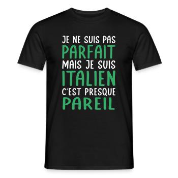 Je ne suis pas parfait mais je suis Italien - T-shirt homme - noir - Devant - AI Model Male 178 light (178cm)