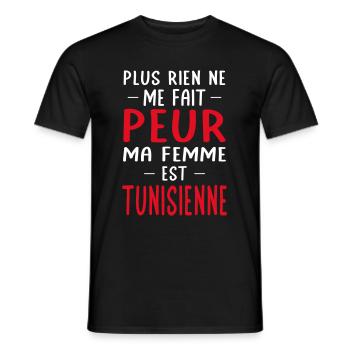 Rien ne me fait peur ma femme est Tunisienne - T-shirt homme - noir - Devant - AI Model Male 178 light (178cm)