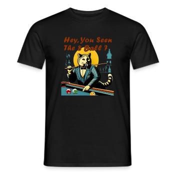 Wondering funny billiards cat is searching - Men's T-Shirt - black - Front - AI Model Male 178 light (178cm)