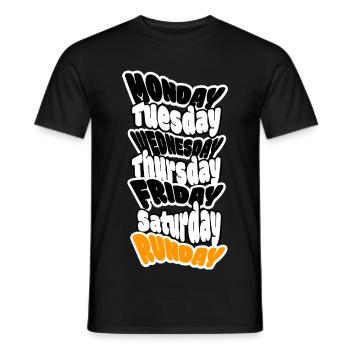 LE DIMANCHE, C’EST LE JOUR DE LA COURSE. Longue course ou grasse matinée ? - T-shirt homme - noir - Devant - AI Model Male 178 light (178cm)