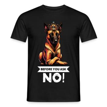 Avant de demander au chien berger belge Malinois - T-shirt homme - noir - Devant - AI Model Male 178 light (178cm)