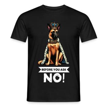 Avant de demander au chien berger belge Malinois - T-shirt homme - noir - Devant - AI Model Male 178 light (178cm)