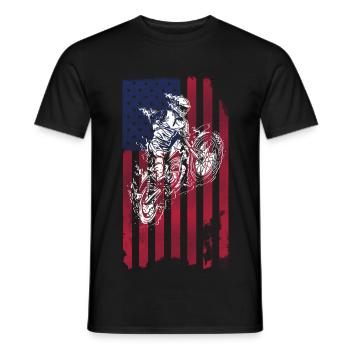 Drapeau américain du vélo de cross, - T-shirt homme - noir - Devant - AI Model Male 178 light (178cm)