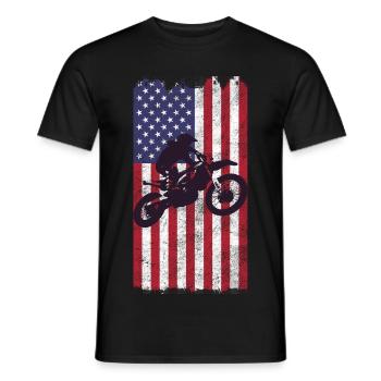Drapeau américain du vélo de cross, - T-shirt homme - noir - Devant - AI Model Male 178 light (178cm)