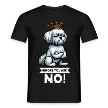Avant de demander à Malteser Propriétaires Maltais Maltais - T-shirt homme - noir - Devant - AI Model Male 178 light (178cm)