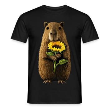 Beaver with Sunflower - Men's T-Shirt - black - Front - AI Model Male 178 light (178cm)