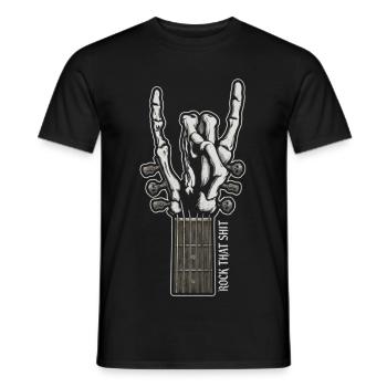 Rock That Shit – Chemise guitare à main squelette - T-shirt homme - noir - Devant - AI Model Male 178 light (178cm)