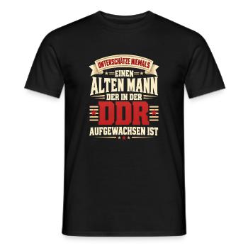 Alter Mann aus der DDR – Lustiger Ossi Spruch - Männer T-Shirt - Schwarz - Vorne - AI Model Male 178 light (178cm)