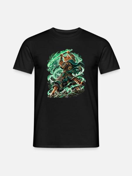 Samurai Cat Dragonheart - Männer T-Shirt - Schwarz