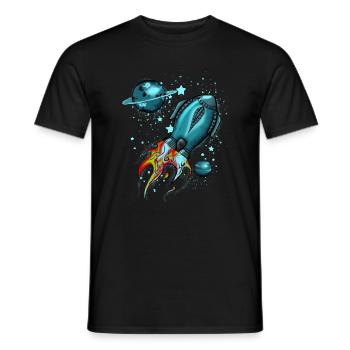 Rocket in space - Men's T-Shirt - black - Front - AI Model Male 178 light (178cm)
