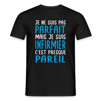 Je ne suis pas parfait mais je suis infirmier - T-shirt homme - noir - Devant - AI Model Male 178 light (178cm)