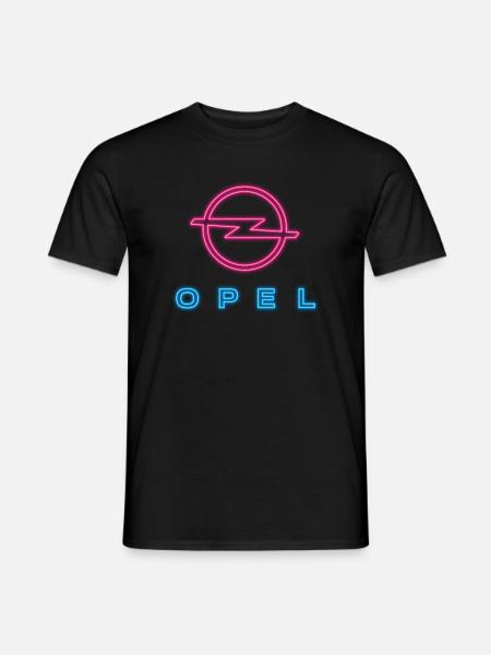 Opel Retro Neon Logo In Blue And Pink - Men's T-Shirt - black