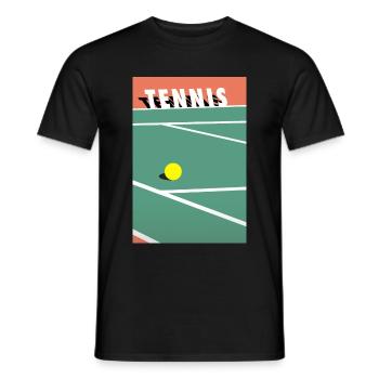 Minimaliste Court de Tennis Sports - T-shirt homme - noir - Devant - AI Model Male 178 light (178cm)