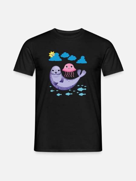 Small seal Sun Fish Jellyfish - Men's T-Shirt - black