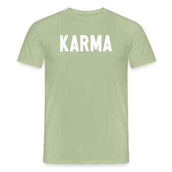 Karma Birthday Gift Funny Karma - Men's T-Shirt - sage - Front - AI Model Male 178 light (178cm)