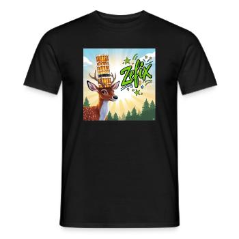 ZEFIX - Hirsch mit Bier, Kumpel wir feiern - Männer T-Shirt - Schwarz - Vorne - AI Model Male 178 light (178cm)