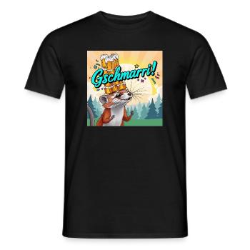 Gschmarri ! Wiesel mit Bier - Männer T-Shirt - Schwarz - Vorne - AI Model Male 178 light (178cm)
