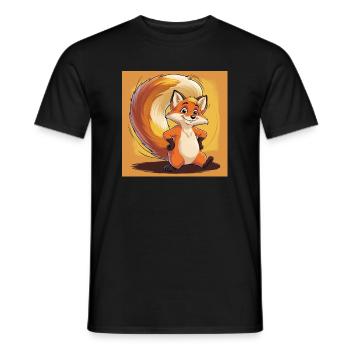 Cute Cartoon Fox - Men's T-Shirt - black - Front - AI Model Male 178 light (178cm)