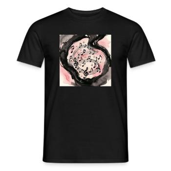 Musik schwarz Licht noten mehrere schwebend himme - Männer T-Shirt - Schwarz - Vorne - AI Model Male 178 light (178cm)