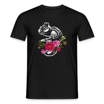 Chipmunk With Flowers - Men's T-Shirt - black - Front - AI Model Male 178 light (178cm)
