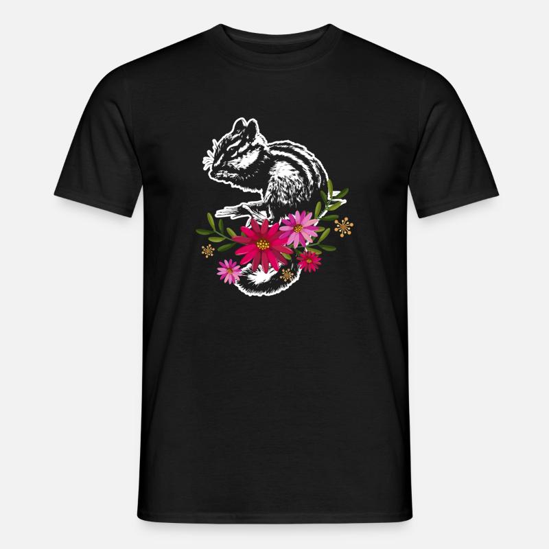 Chipmunk mit Blumen - Männer T-Shirt - Schwarz