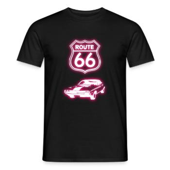 Route Muscle Car in Neon - Men's T-Shirt - black - Front - AI Model Male 178 light (178cm)