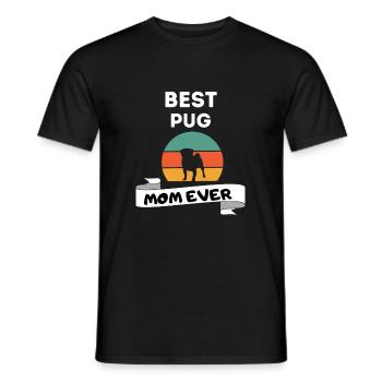 Mops Mama Retro Muttertag Hund Mops - Männer T-Shirt - Schwarz - Vorne - AI Model Male 178 light (178cm)