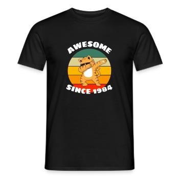 Fantastique depuis 1984 Retro Dab Cat Anniversaire - T-shirt homme - noir - Devant - AI Model Male 178 light (178cm)