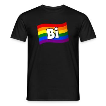 Bisexual Pride bi and proud rainbow flag LGBT LGBT - Men's T-Shirt - black - Front - AI Model Male 178 light (178cm)