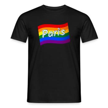 Gay Pride Paris France rainbow flag LGBT LGBTQ - Men's T-Shirt - black - Front - AI Model Male 178 light (178cm)