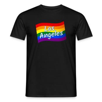 Gay Pride Los Angeles rainbow flag LGBT LGBTQ - Men's T-Shirt - black - Front - AI Model Male 178 light (178cm)