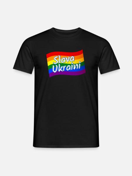 Slava Ukraini Slava Ukraine Rainbow Flag LGBTQ gay - Men's T-Shirt - black