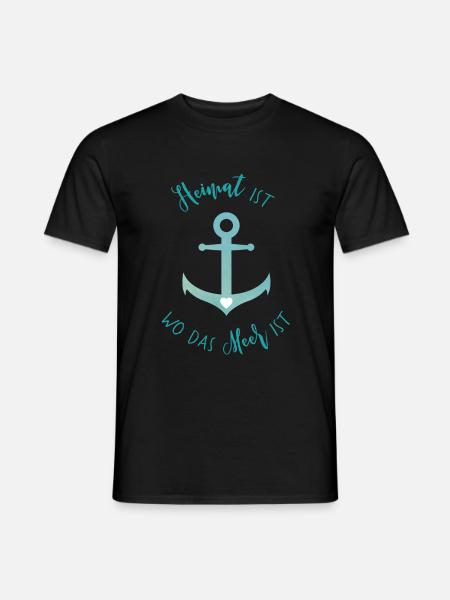 "Heimat ist wo das Meer ist" - Männer T-Shirt - Schwarz
