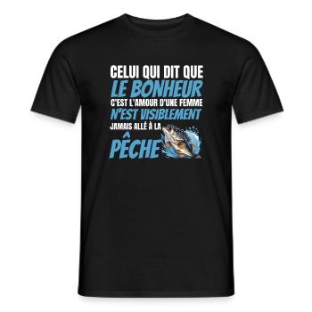 jamais allé à la pêche - T-shirt homme - noir - Devant - AI Model Male 178 light (178cm)